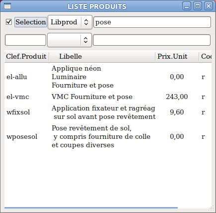 Liste Produits
